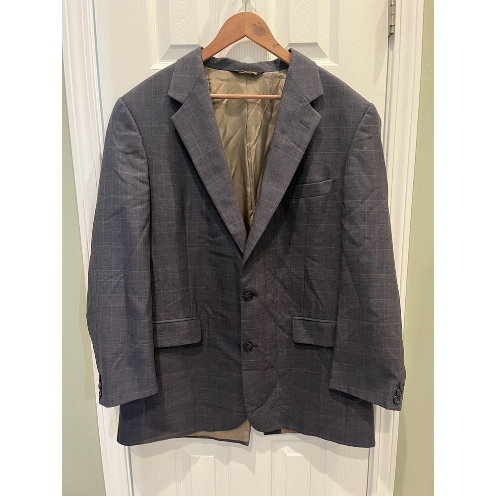 Brooks‎ Brothers VTG Wool Blazer Blue Sport Coat Glen Check Jacket 44L USA